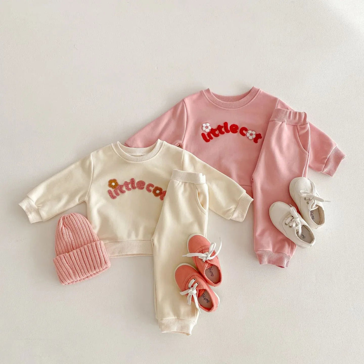 Girls Letter Print Hoodie & Pants Set - Wearebambino - Beige - 2T - Girls Letter Print Hoodie & Pants Set