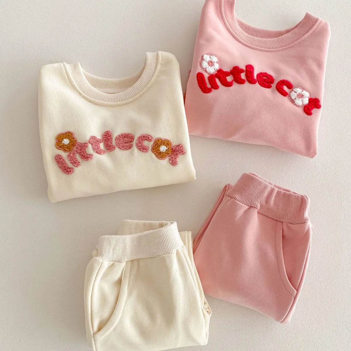 Girls Letter Print Hoodie & Pants Set - Wearebambino - Beige - 2T - Girls Letter Print Hoodie & Pants Set