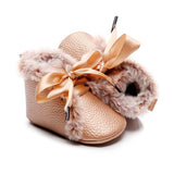 Golden Ribbon Knot Fur Baby Boots - Wearebambino - 1 - Golden Ribbon Knot Fur Baby Boots