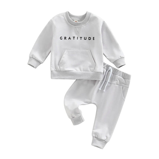 Gratitude Solid Baby Set - Wearebambino - Gray - 3 - 6 M - Gratitude Solid Baby Set