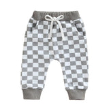 Gray Checkered Baby Pants - Wearebambino - 3 - 6 M - Gray Checkered Baby Pants