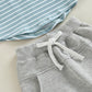 Gray Pants Striped Baby Set - Wearebambino - 3 - 6 M - Gray Pants Striped Baby Set