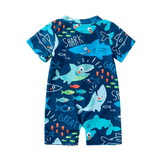 Great Shark Baby Swimsuit - Wearebambino - 0 - 3 M - Great Shark Baby Swimsuit