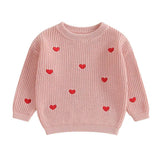 Hearts Knitted Baby Sweater - Wearebambino - Pink - 0 - 3 M - Hearts Knitted Baby Sweater