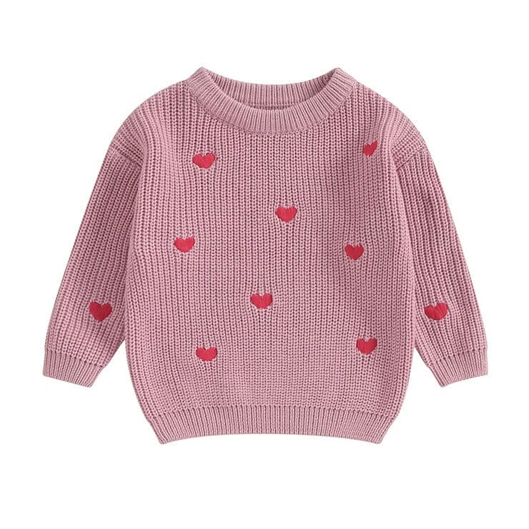 Hearts Knitted Baby Sweater - Wearebambino - Purple - 0 - 3 M - Hearts Knitted Baby Sweater