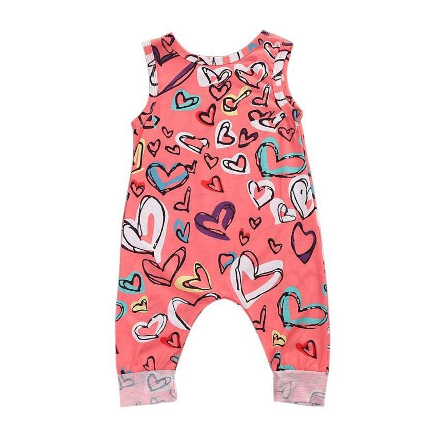 Hearts Sleeveless Baby Jumpsuit - Wearebambino - 3 - 6 M - Hearts Sleeveless Baby Jumpsuit