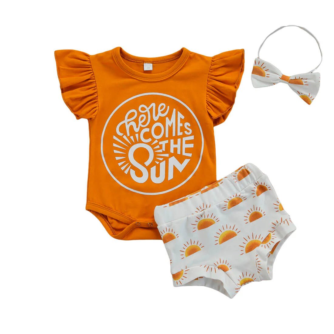 Here Comes The Sun Ruffled Baby Set - Wearebambino - 0 - 3 M - Here Comes The Sun Ruffled Baby Set