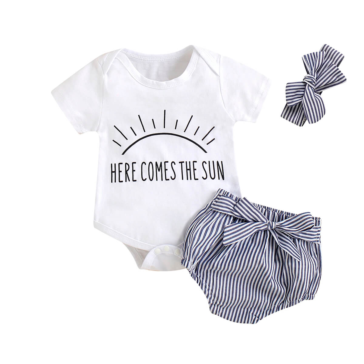 Here Comes The Sun Striped Baby Set - Wearebambino - 0 - 3 M - Here Comes The Sun Striped Baby Set