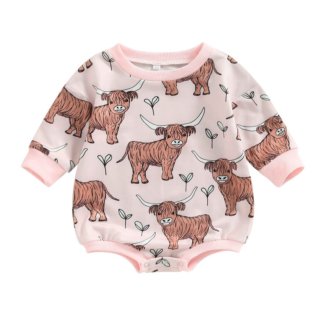 Highland Cow Baby Bodysuit - Wearebambino - Pink - 0 - 3 M - Highland Cow Baby Bodysuit