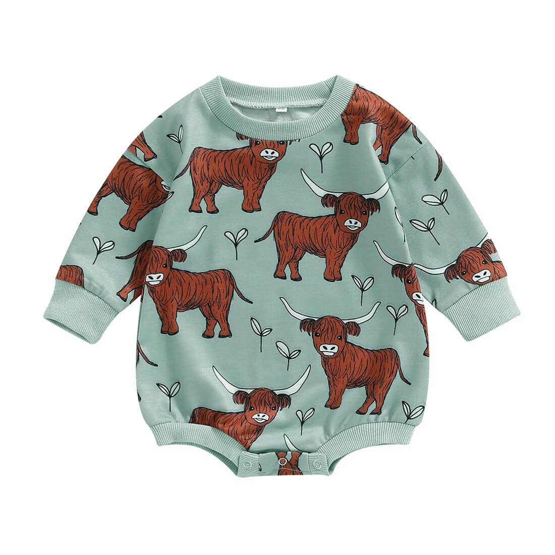 Highland Cow Bodysuit - Wearebambino - Green - 0 - 3 M - Highland Cow Bodysuit