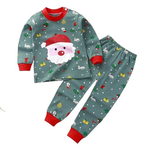 Holiday Cheer PJs: Festive Elk & Santa Motifs - Wearebambino - Santa - 2T - Holiday Cheer PJs: Festive Elk & Santa Motifs