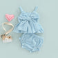 Infant Baby Girl 2Pcs Set Striped Print Big Bow Dress Top and Bloomer Shorts - Wearebambino - 0 - 3 M - United States - Infant Baby Girl 2Pcs Set Striped Print Big Bow Dress Top and Bloomer Shorts