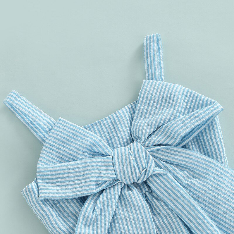 Infant Baby Girl 2Pcs Set Striped Print Big Bow Dress Top and Bloomer Shorts - Wearebambino - 0 - 3 M - United States - Infant Baby Girl 2Pcs Set Striped Print Big Bow Dress Top and Bloomer Shorts