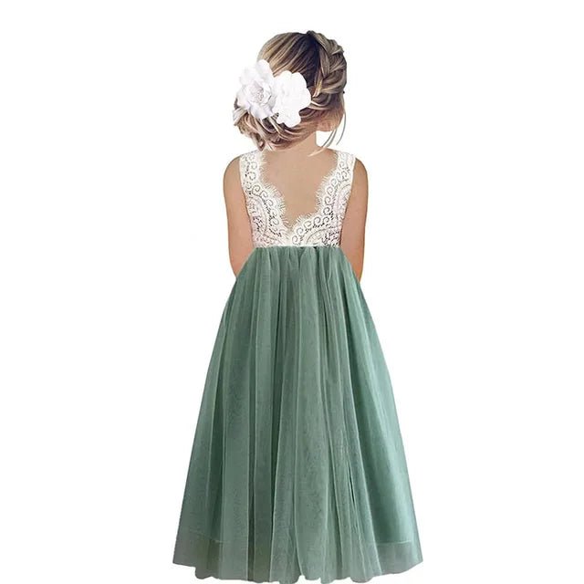 Kids' Lace Princess Party Dress - Wearebambino - Green - 18 M - Kids' Lace Princess Party Dress