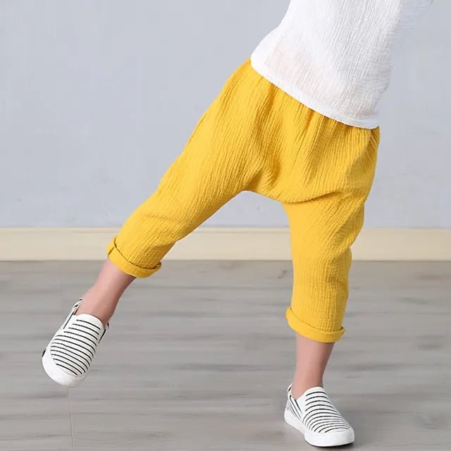 Kids Linen Pants - Wearebambino - Yellow - 2T - Kids Linen Pants