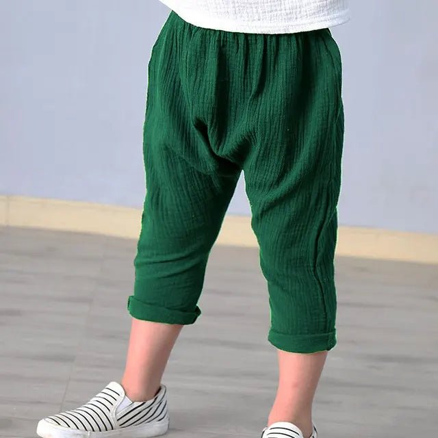 Kids Linen Pants - Wearebambino - Green - 2T - Kids Linen Pants