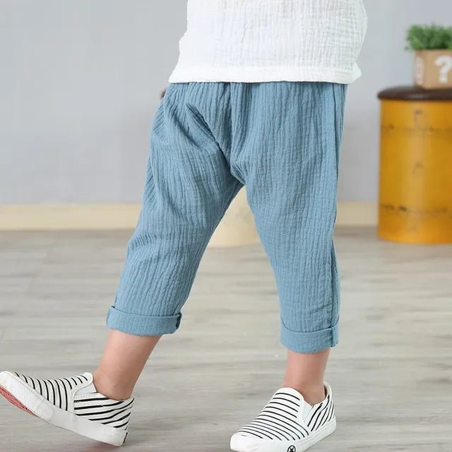 Kids Linen Pants - Wearebambino - Blue - 2T - Kids Linen Pants