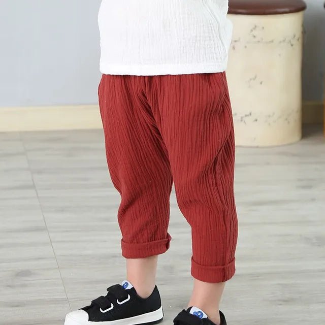 Kids Linen Pants - Wearebambino - Red - 2T - Kids Linen Pants