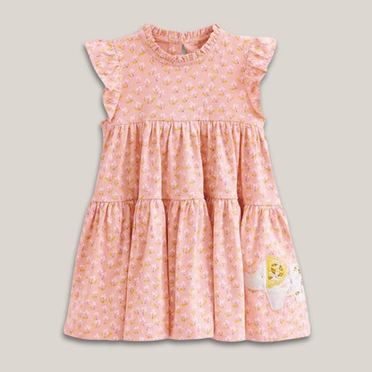 Kid's Summer Cotton Cartoon Elephant Dress - Wearebambino - Pink - 2T - Kid's Summer Cotton Cartoon Elephant Dress