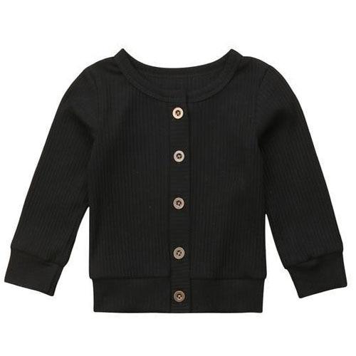 Knitted Baby Cardigan - Wearebambino - Black - 0 - 3 M - Knitted Baby Cardigan