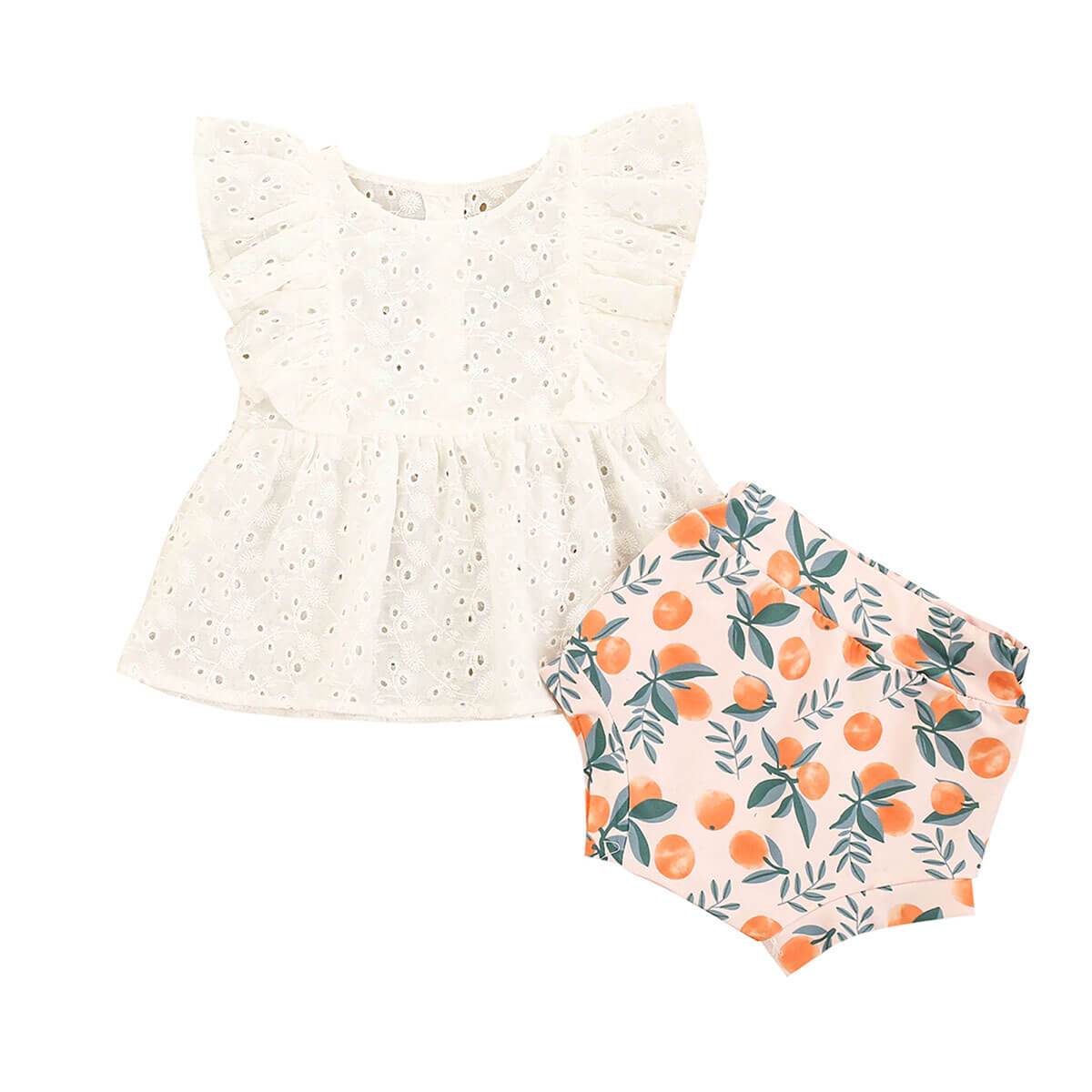 Lace Orange Baby Set - Wearebambino - 3 - 6 M - Lace Orange Baby Set