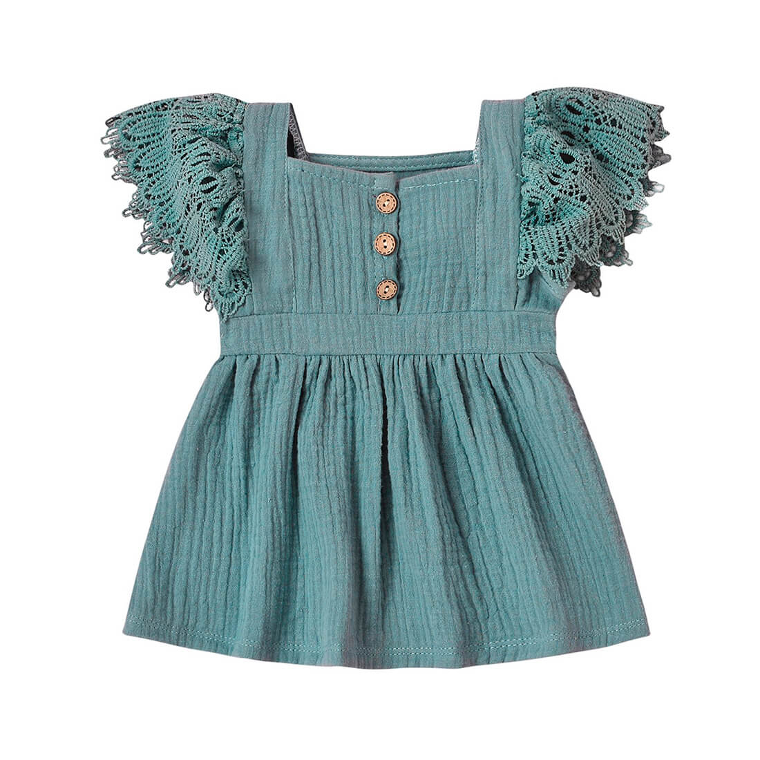 Lace Solid Party Baby Dress - Wearebambino - Blue - 0 - 3 M - Lace Solid Party Baby Dress