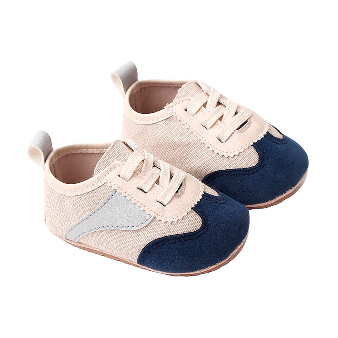 Lace Up Canvas Baby Sneakers - Wearebambino - Gray Navy - 1 - Lace Up Canvas Baby Sneakers