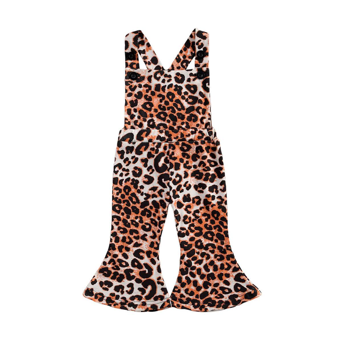 Leopard Flare Bottom Baby Jumpsuit - Wearebambino - 3 - 6 M - Leopard Flare Bottom Baby Jumpsuit