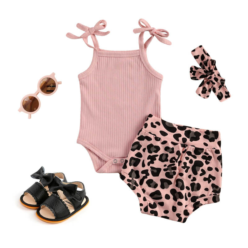 Leopard Shorts Sling Baby Set - Wearebambino - 0 - 3 M - Leopard Shorts Sling Baby Set