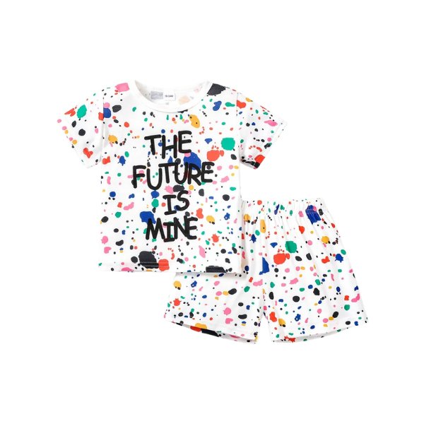 Letter Paint Tee & Shorts - Wearebambino - White - 18 - 24 M - Letter Paint Tee & Shorts