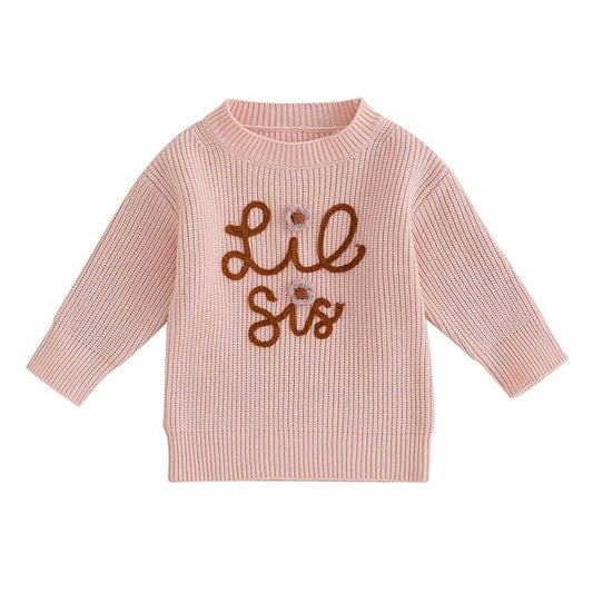 Lil Sis Knitted Baby Sweater - Wearebambino - Pink - 3 - 6 M - Lil Sis Knitted Baby Sweater