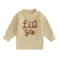 Lil Sis Knitted Baby Sweater - Wearebambino - Khaki - 3 - 6 M - Lil Sis Knitted Baby Sweater