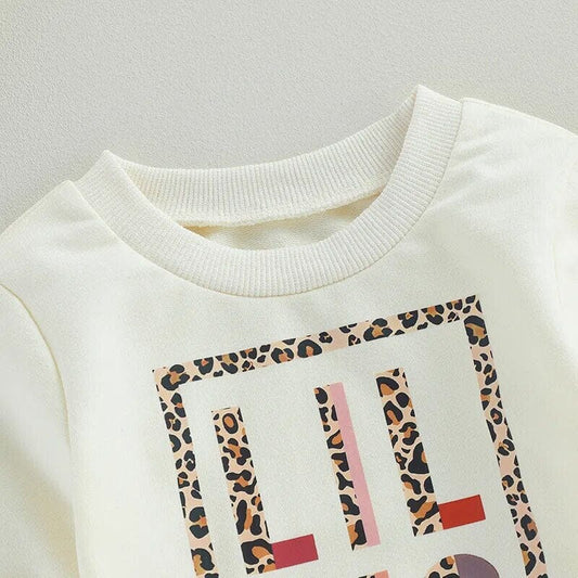 Lil Sis Leopard Baby Sweatshirt - Wearebambino - 3 - 6 M - Lil Sis Leopard Baby Sweatshirt