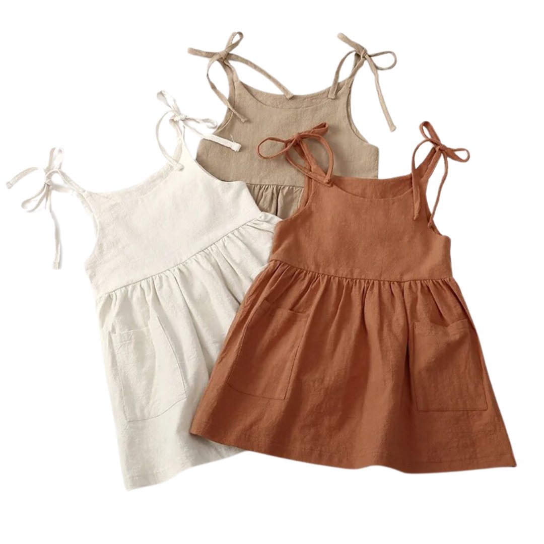 Linen Breeze Casual Summer Dress - Wearebambino - Brown - 12 - 18 M - Linen Breeze Casual Summer Dress