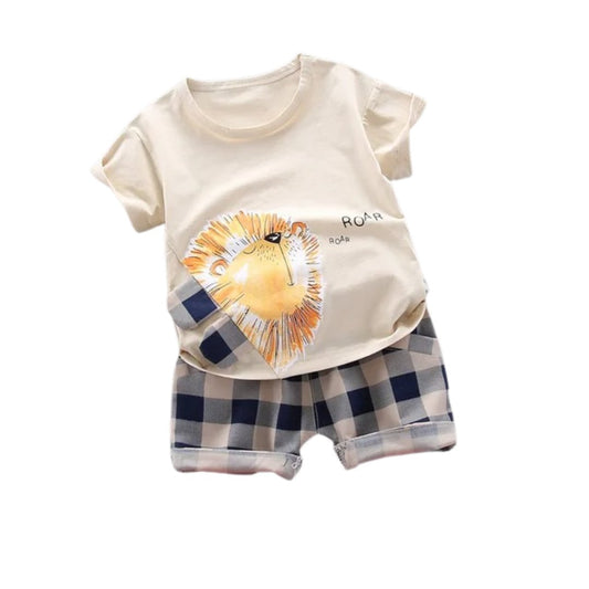 Lion Letter Tee & Shorts - Wearebambino - Pale Yellow - 18 - 24 M - Lion Letter Tee & Shorts