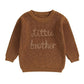 Little Brother Knitted Baby Sweater - Wearebambino - Brown - 0 - 3 M - Little Brother Knitted Baby Sweater