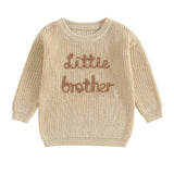 Little Brother Knitted Baby Sweater - Wearebambino - Khaki - 0 - 3 M - Little Brother Knitted Baby Sweater