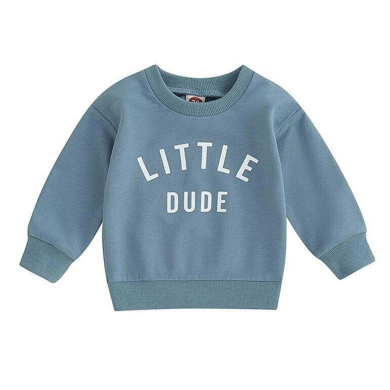 Little Dude Baby Sweatshirt - Wearebambino - Blue - 3 - 6 M - Little Dude Baby Sweatshirt