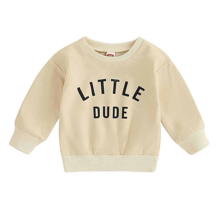 Little Dude Baby Sweatshirt - Wearebambino - Beige - 3 - 6 M - Little Dude Baby Sweatshirt