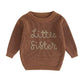 Little Sister Knitted Baby Sweater - Wearebambino - Brown - 0 - 3 M - Little Sister Knitted Baby Sweater