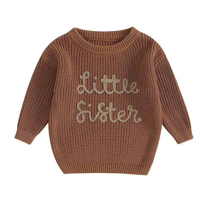 Little Sister Knitted Baby Sweater - Wearebambino - Brown - 0 - 3 M - Little Sister Knitted Baby Sweater