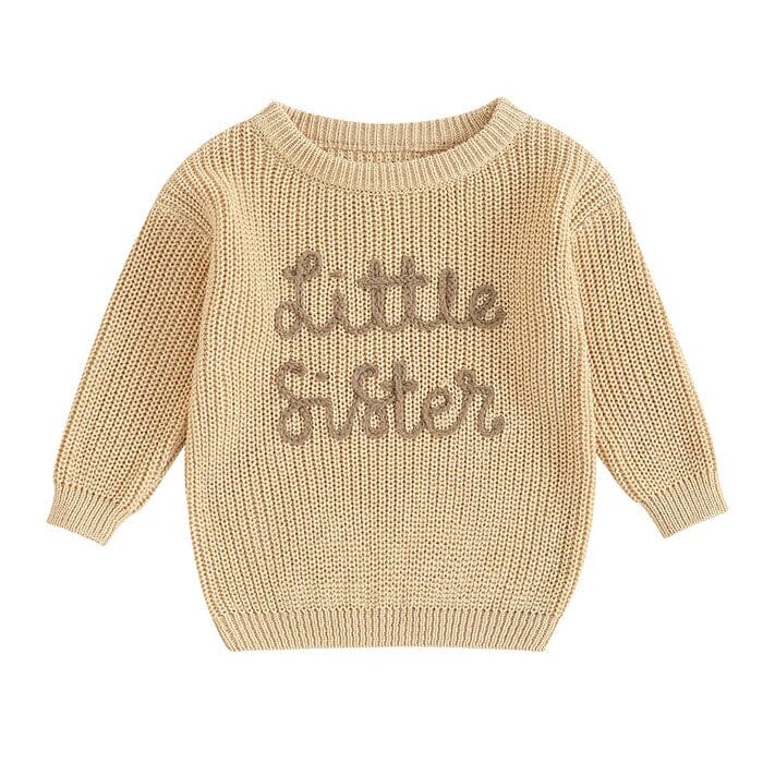 Little Sister Knitted Baby Sweater - Wearebambino - Khaki - 0 - 3 M - Little Sister Knitted Baby Sweater