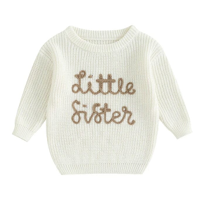 Little Sister Knitted Baby Sweater - Wearebambino - White - 0 - 3 M - Little Sister Knitted Baby Sweater