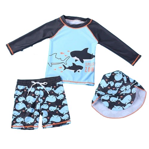 Little Swimmer's Two - Piece: Toddler Splash Gear - Wearebambino - Blue - 3Y (100cm - 39.5in) - Little Swimmer's Two - Piece: Toddler Splash Gear