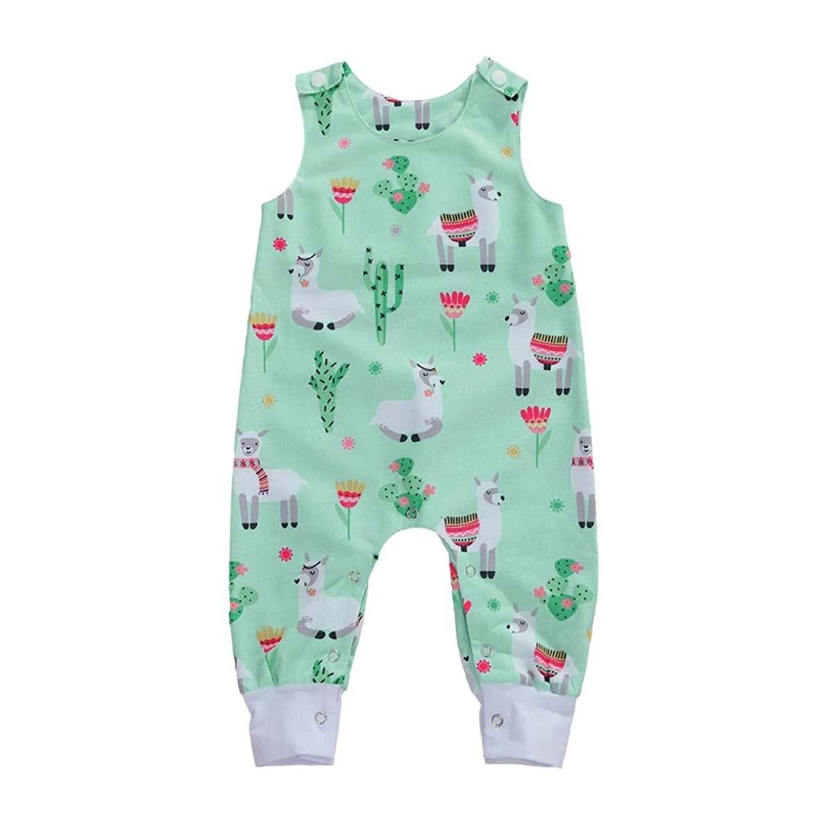 Llama Cactus Baby Jumpsuit - Wearebambino - 3 - 6 M - Llama Cactus Baby Jumpsuit