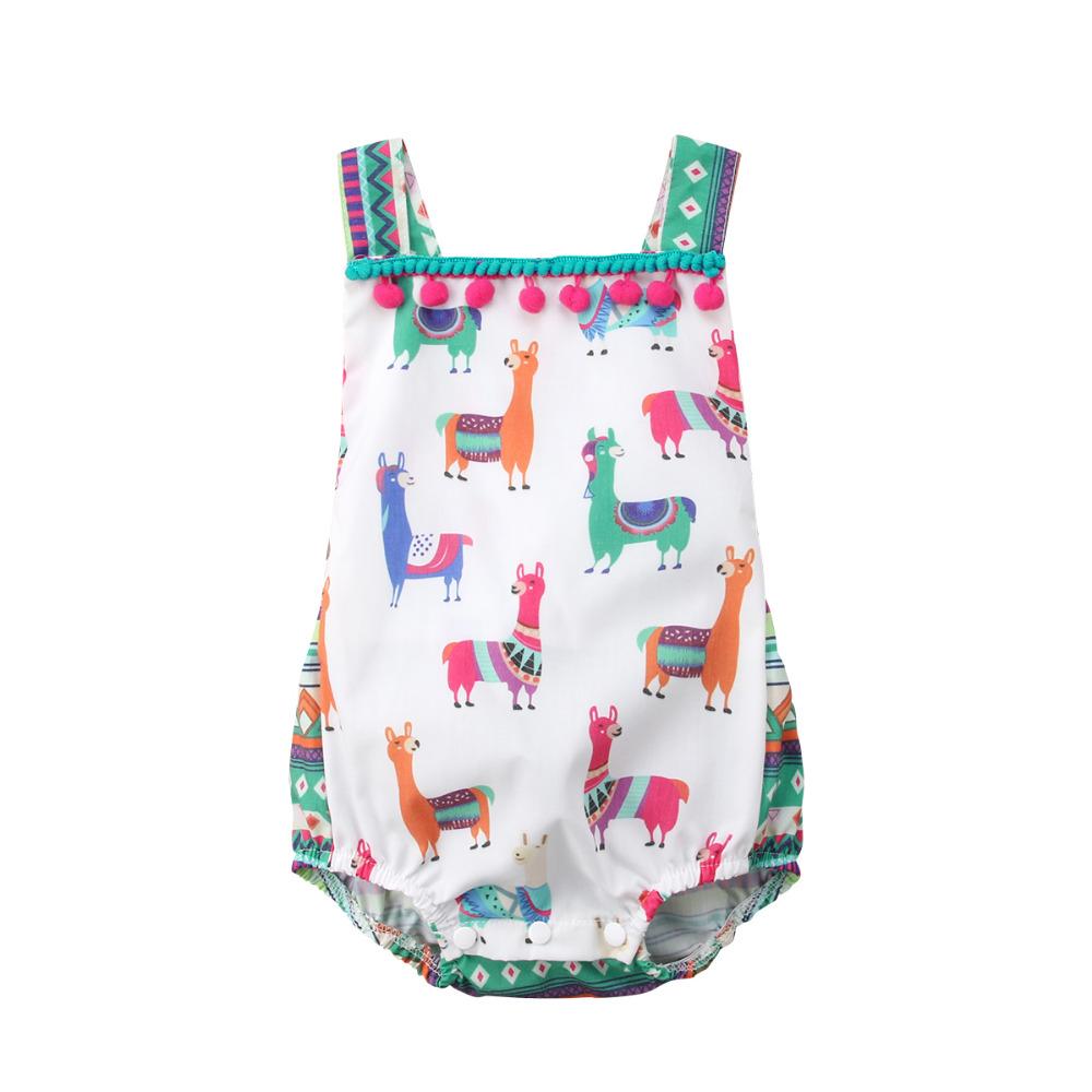 Llama Tassel Baby Romper - Wearebambino - 3 - 6 M - Llama Tassel Baby Romper