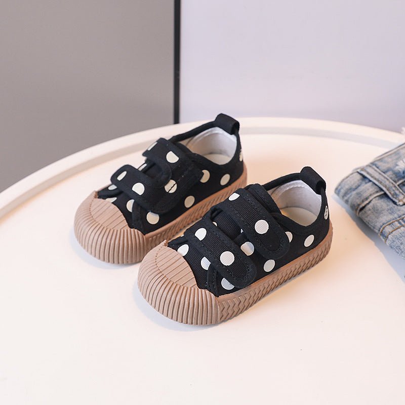 Lollipop Polka Dots Canvas Shoes - Wearebambino - Brown - US 6C | EU 22 - Lollipop Polka Dots Canvas Shoes