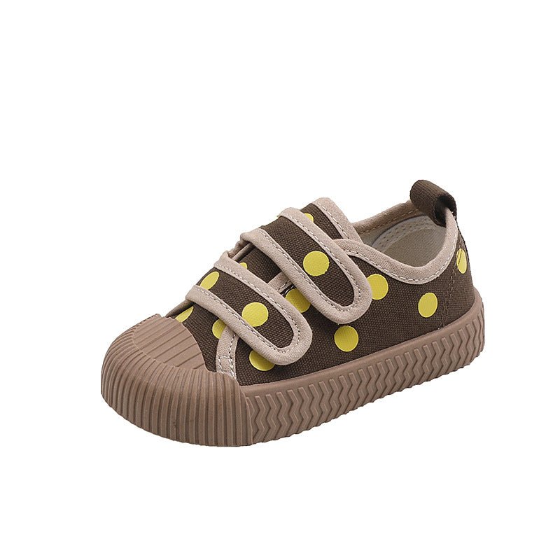 Lollipop Polka Dots Canvas Shoes - Wearebambino - Brown - US 6C | EU 22 - Lollipop Polka Dots Canvas Shoes