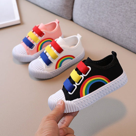 Lollipop Rainbow Canvas Shoes - Wearebambino - Pink - US 6C | EU 22 - Lollipop Rainbow Canvas Shoes