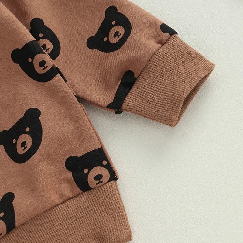 Long Sleeve Brown Bears Baby Set - Wearebambino - 3 - 6 M - Long Sleeve Brown Bears Baby Set